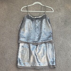 NEW Banana Republic Holiday Silver Sequin Dress Size 2